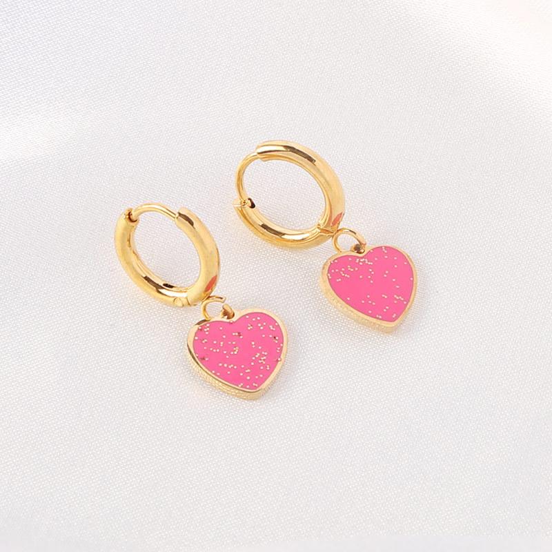 Wind Earrings, Personalized Love, Peach Heart-shaped Stainless Steel Ear Buckle, Simple and Versatile Temperament, Titanium Steel Stud Earrings