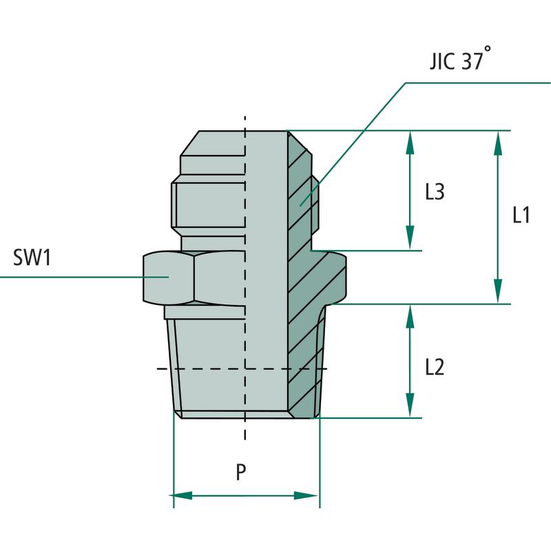 Straight Threaded Connection GA 9/16 - JIC X 1/4 - NPT 17 GRANITE