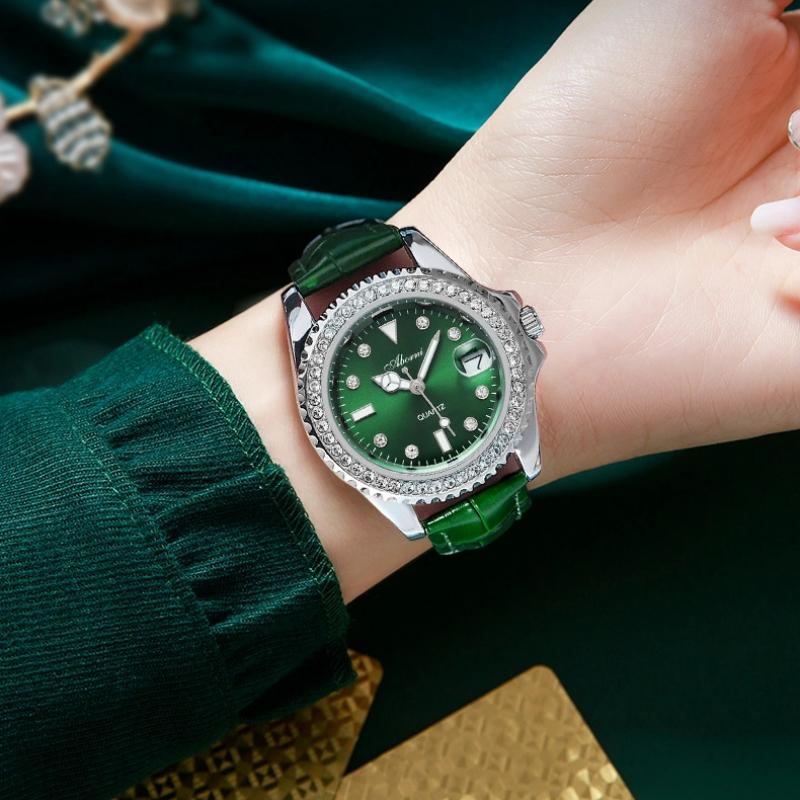 ABORNI Fashion Watch Montre Homme Business Women Quartz Watch Calendar Sport Stainless Steel/Leather Strap Wristwatch