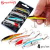 Fiske lokker Crankbaits med diskantkrok toppvannslokk, Bass Minnow Popper Walleye agn