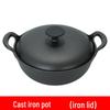 Förtjockad Gjutjärns Yuanbao Dubbelörad Gryta & Stekpanna: Non-stick, Obehandlad, Wok med platt botten för hushållsmatlagning