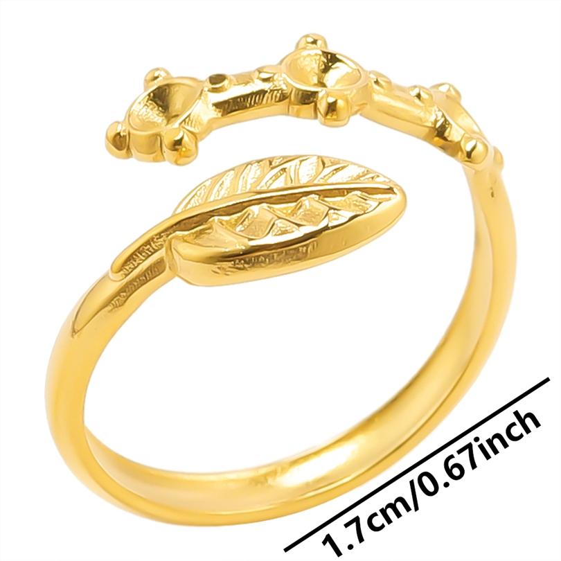 Bague 18k Gold Plated Open Adjustable Stainless Steel Rings For Women Men Accessories Cross Shell Plant Leaf Ring Finger Jewelry