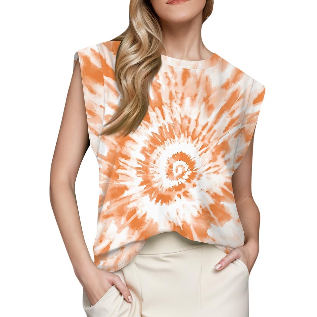 Women's Cap Sleeve Top Summer Printed Tank Top Basic T-Shirt Casual Loose