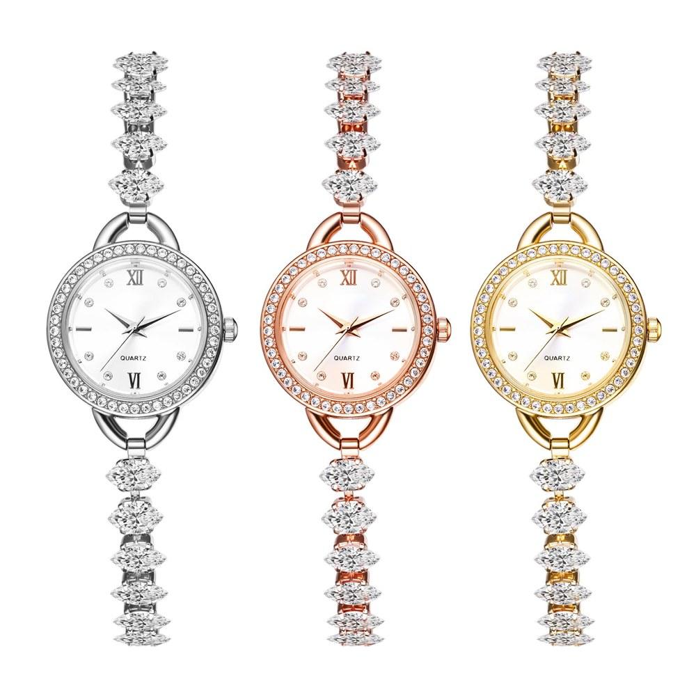 Aroncent Women's Fashion Watch Diamond Analog Waterproof Alloy Belt Stylish Gift