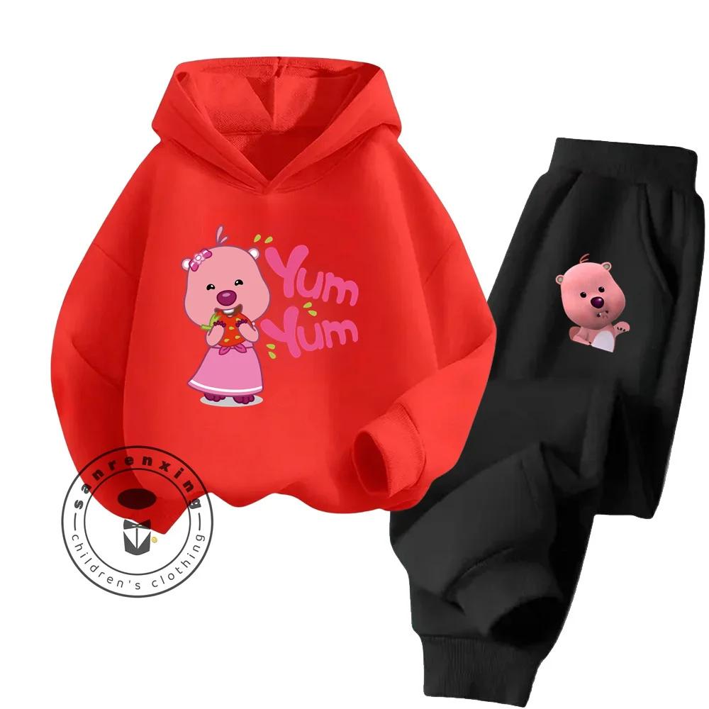 2025 Loppy Cartoon Einfarbiges Hoodie-Set A Hip-Hop-Stil Reines Baumwoll-Kostengünstiges Hoodie-Set Geliebt von Kindern im Alter von 3-14 Jahren