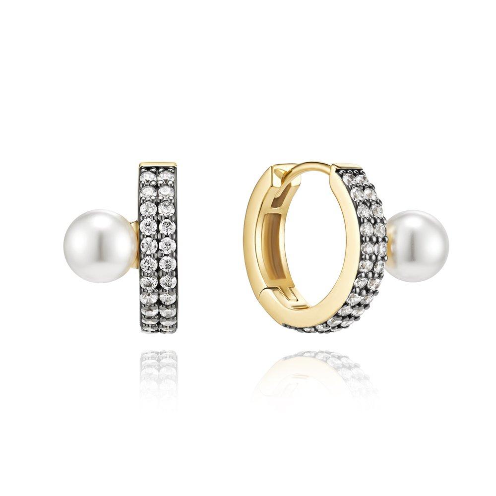 Noiyu Silver (Y) Antique Pearl Point Full One-Touch Earrings Hl3E28340Y9Xxx