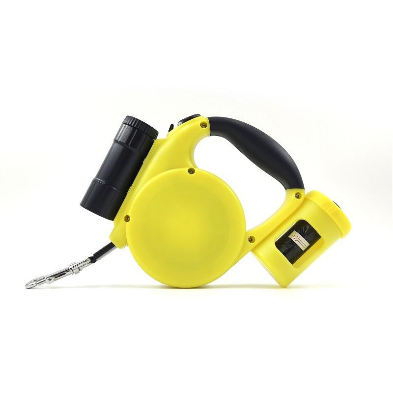5 m uttrekkbar hundebånd 5 m hundebånd for små mellomstore hunder Break & Lock med én knapp med LED-lommelykt og søppelpose
