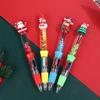 40Pcs Santa Claus Quicksand Four-color Ballpoint Pen Hand Account Pen Press Color Stationery Prize Gift Writing Tools Holiday Gift Novelty Stationery