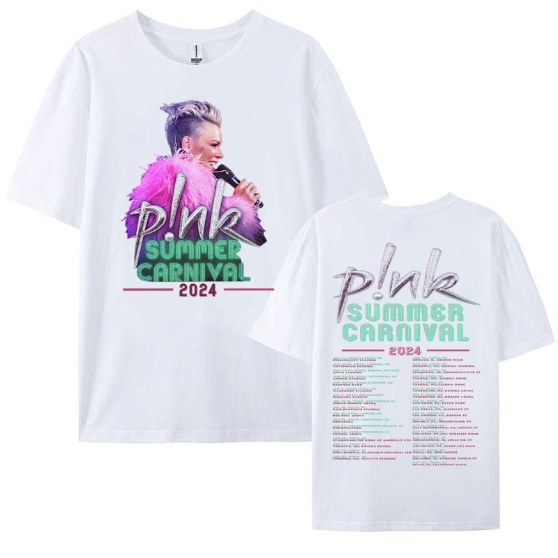 Pnk Pink Singer Summer Carnival 2024 Festival WORLD Tour Tee Shirt Womens Men Clothing Aesthetics Oversized Tshirt Streetwear