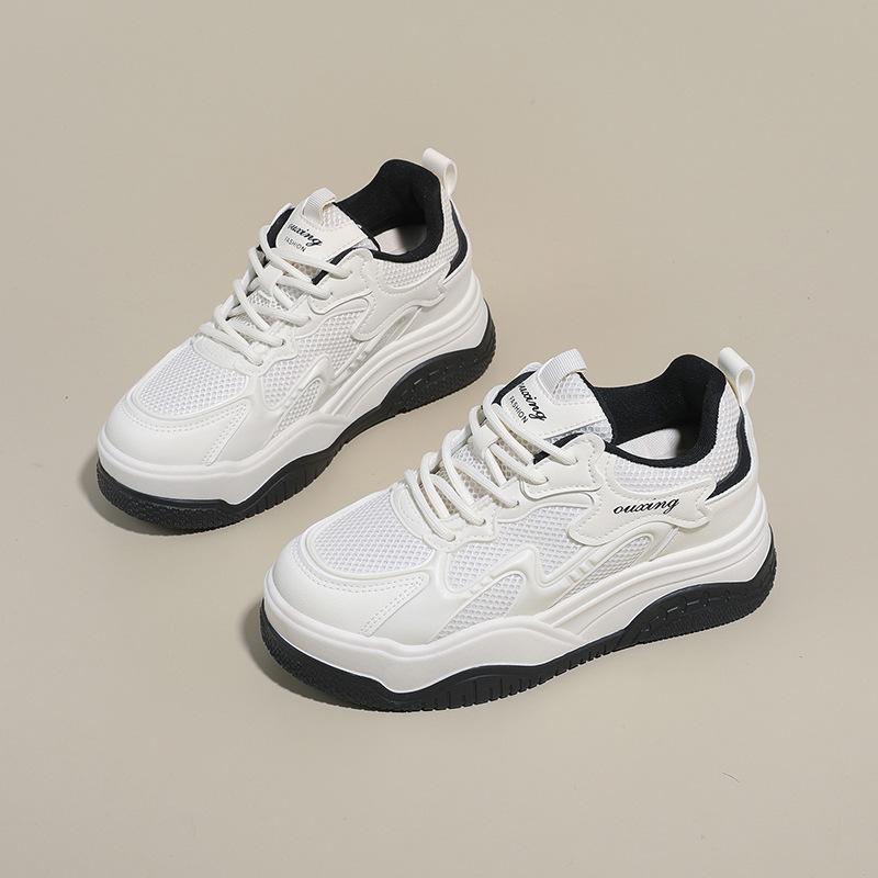 

Жіночі повсякденні кросівки на масивній платформі, дихаючі з ПУ шкіри, протиковзкі спортивні кросівки для ходьби для жінок, зручні тенісні кросівки на шнурівці для вулиці 34