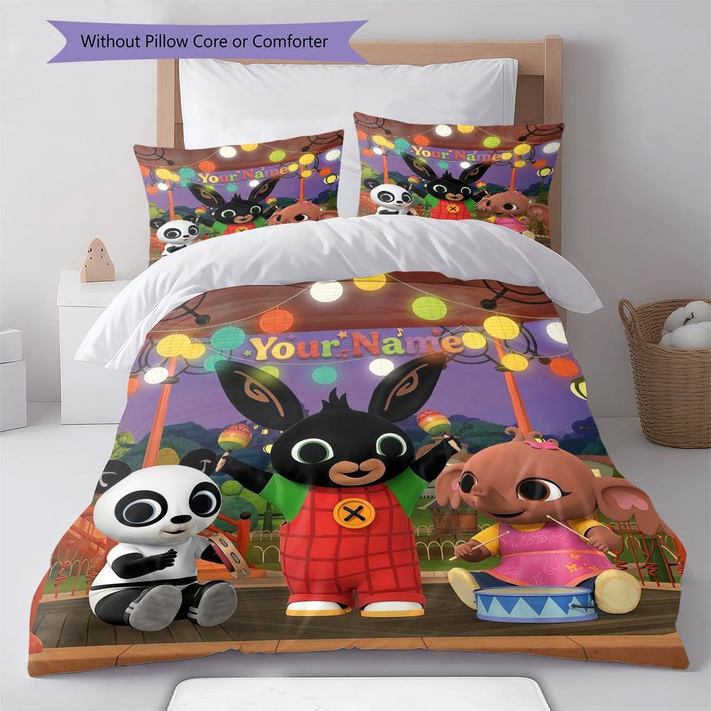 Bing Custom Name Pattern Bedding,Quilt Set Quilt Cover Pillowcase Home Birthday Gift(1 * duvet cover + 2 * pillowcase, without core)