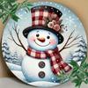 Aluminum Round Snowman Tin Sign 7.87x7.87 inch Winter Rustic Wall Art Home Decor Holiday