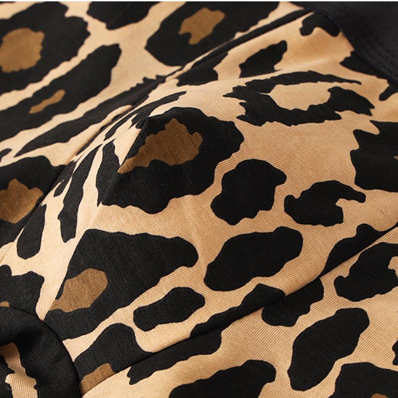 Leopard Print Underwear Men Loose Boxer Cotton Man Penis Breathable Mens Boxers Caual Briefs