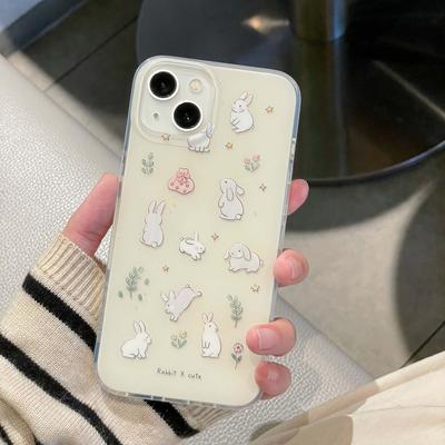 Kreslený roztomilý králičí obal pro Iphone 14 13 průhledný kryt pro Iphone 12 Mini Xs X Xr 6s 7 8 Plus Se 2022 2020 11 14 Pro Max Fundas