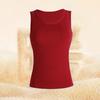 Women Thermal Vest Round Neck Sleeveless Thick Fleece Lining Bottom Vest Solid Color High-Elastic Fit Thermal Tops