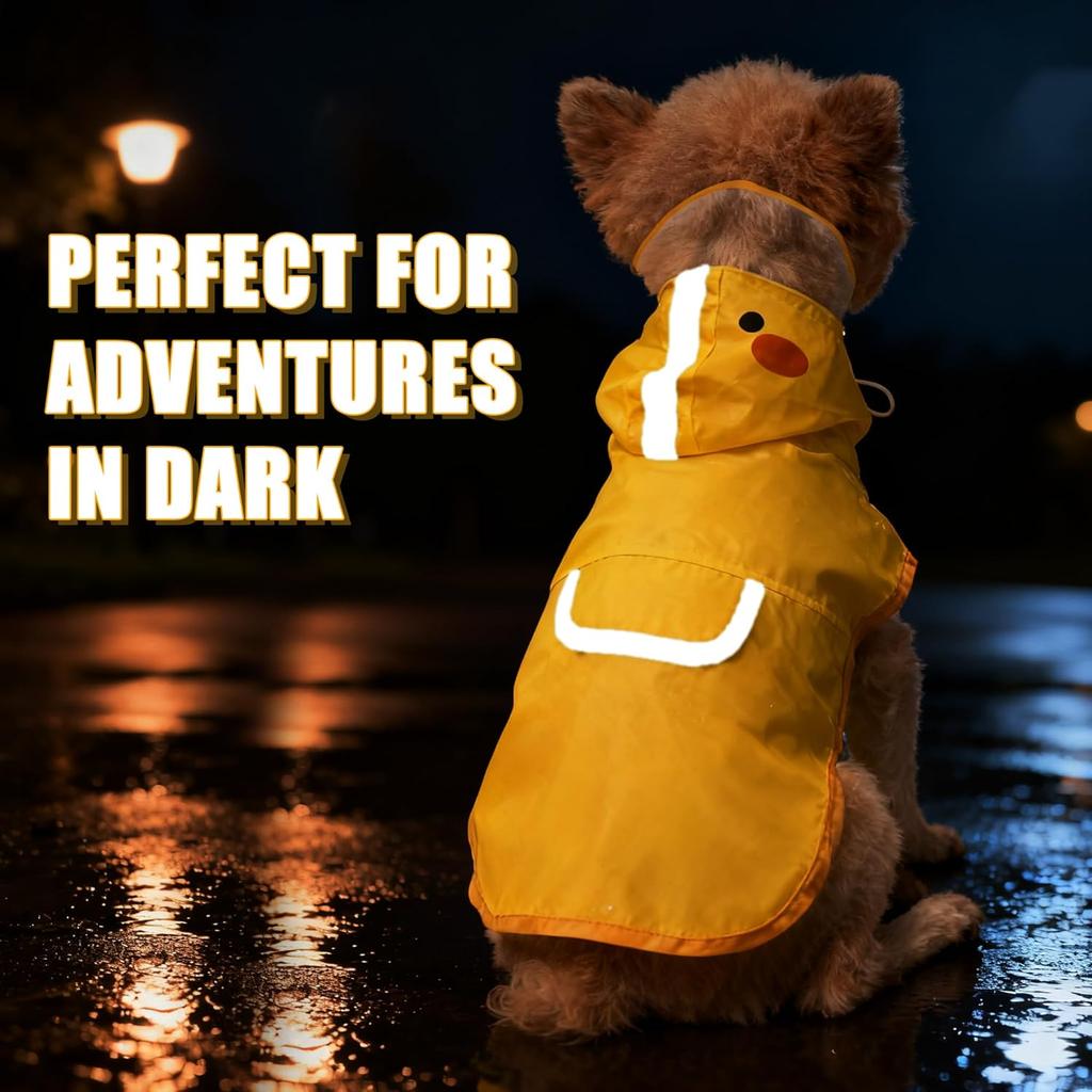 Dog Raincoat,Adjustable Waterproof Cloak Pet Hooded Raincoat Jacket,Cute Yellow Duck Poncho for Pet,Samll