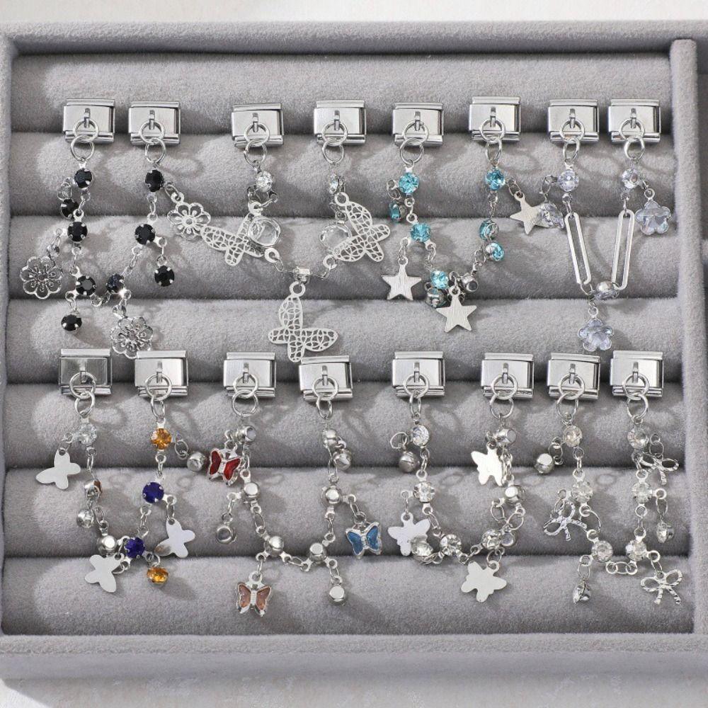 Double Chain Bracelet Charms Fit 9mm Bracelet Stainless Steel Charm Italian Links DIY Making Spliceable Charm Bracelet Link