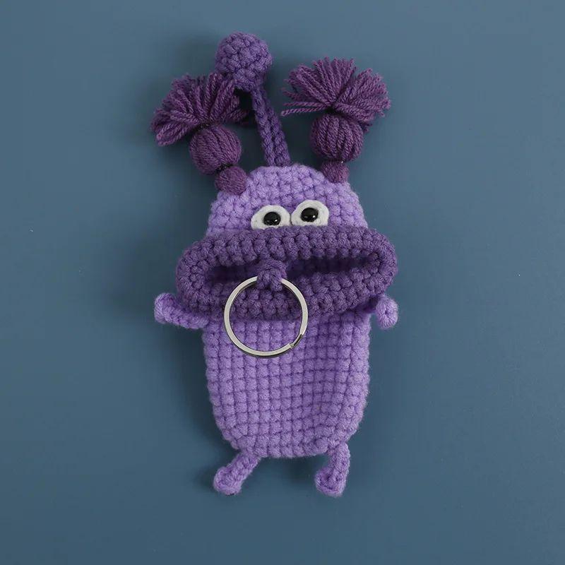 Lustige Häkel-Schlüsselanhänger Stricken Niedliche Wurstmund-Puppe Schlüsselhalter Nützliche Gestrickte Aufbewahrungstasche Schlüsselanhänger Für Autoschlüssel Großhandel