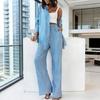 2 Piece Outfits for Women Long Sleeve Button Down Shirts And Wide Leg Pants Sets Casual Tracksuit Loungewear