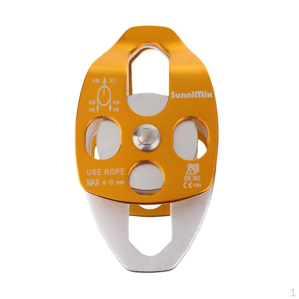 Polia de Rolamento de Esferas de 2kN para Escalada para Corda de 15mm Equipamento de Fixação Tripla para Escalador