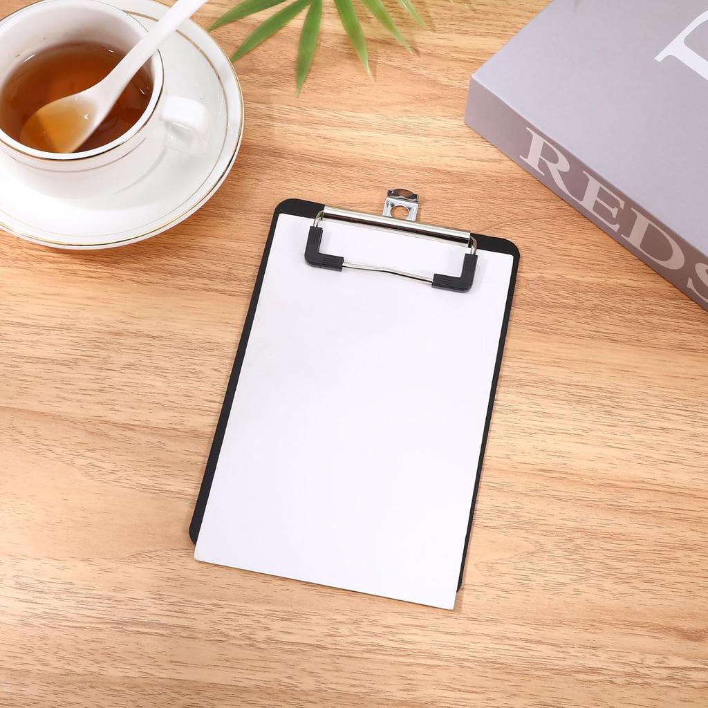 6 Pack Mini Clipboards Black, Small Clipboards 4x6in, A6 Letter Size Small Plastic Clipboard Pocket Clipboard with Clips, Memo Size Notepads, Tiny