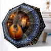 Vintage Mandolin Bar Scene Pattern Umbrella, Portable and Foldable Design, 8 Ribs, a Casual Accessory for Halloween, Christmas, and Birthday Gifts.