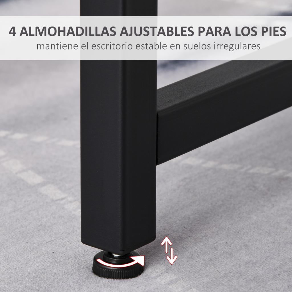 Computer Desk Writing Table Home Office Work Study W/ Metal Frame Melamine MDF Adjustable Feet Stable Black