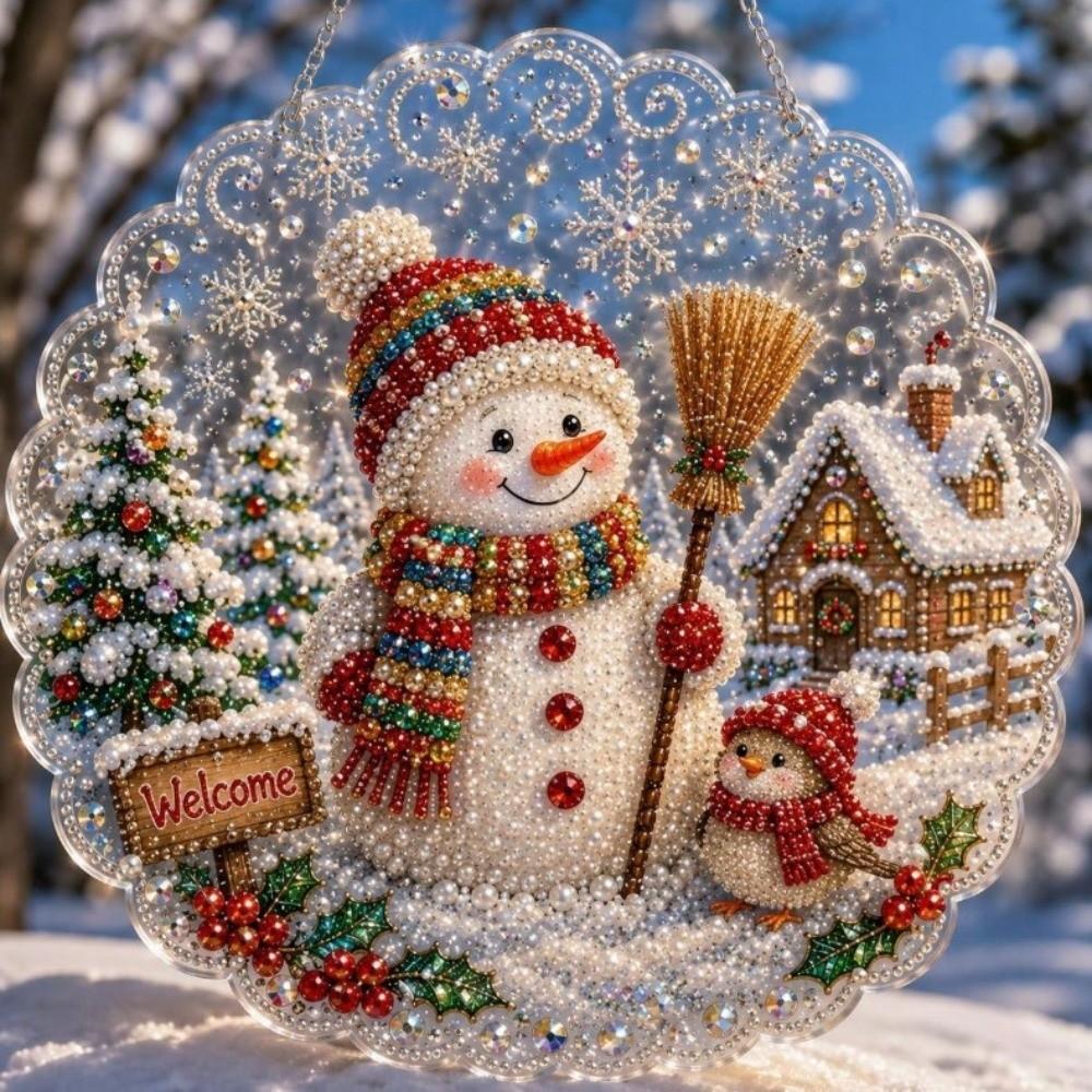 Acrylic Round Board Pearl Painting Kit DIY Craft Xmas Acrylic Pendant Gift