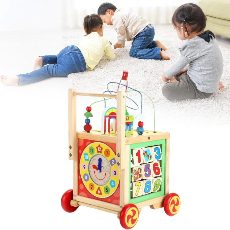 Baby Wooden Cube Walker Developmental Montessori Learning Educational Gifts