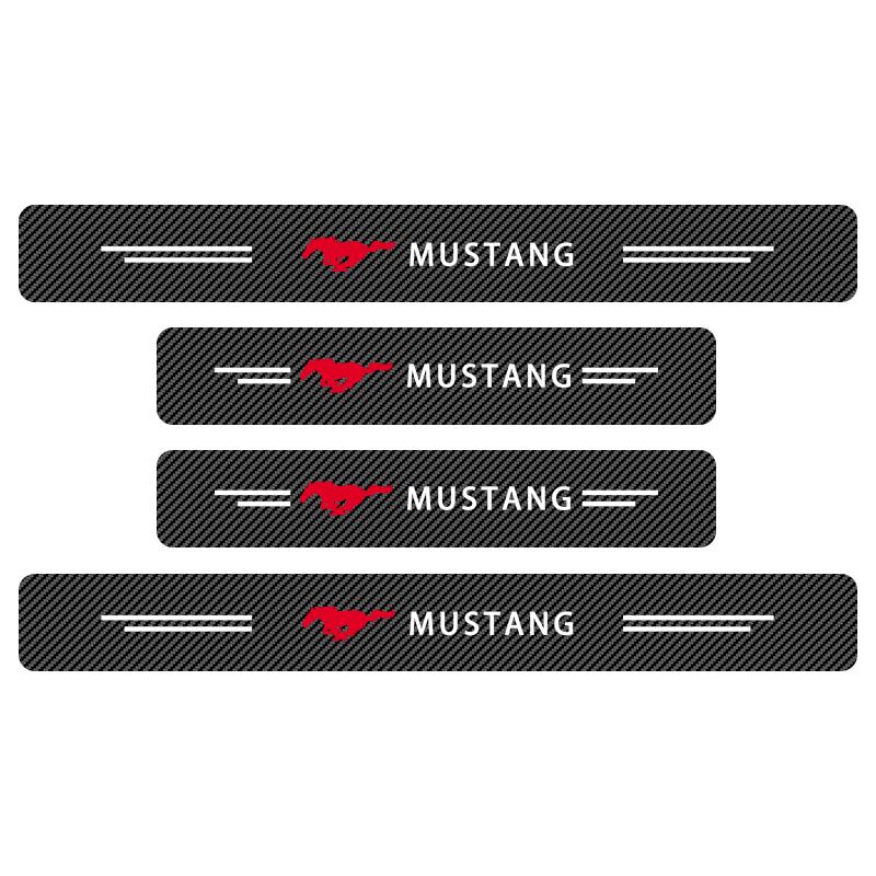 4 Peças Fibra de Carbono Proteção Soleira Porta Carro Adesivo 3D Acessórios Carro Para Ford Mustang F10 Sapatilhas Miniatura Gt Shelby 2005 2015 Mulher 2012 Kuga