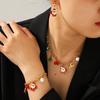 Christmas Series Jewelry Necklace Drip Oil Christmas Earrings Christmas Tree Bell Reindeer Pendant Titanium Steel Bracelet