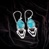 Blue Copper Turquoise Gemstone 925 Solid Silver Jewelry Handmade Earrings 1.90" EE-39-32