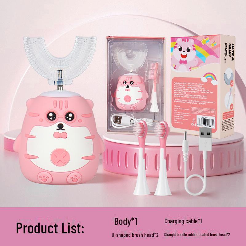 מברשת שיניים חשמלית לילדים עם עיצוב מצויר של אסטרונאוט, דינוזאור וחדי קרן