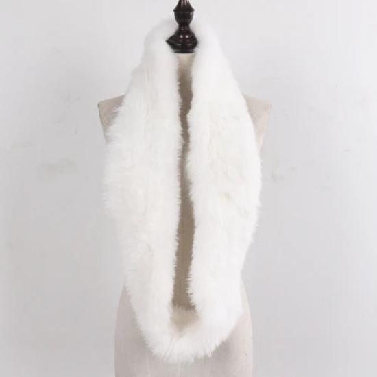 

Rabbit Fur Scarf Women Winter Warm Fur Scarves Natural Knitted Rabbit Fur Muffler Lady Thick Quality Ring Scarf Shawl Wholesale білий
