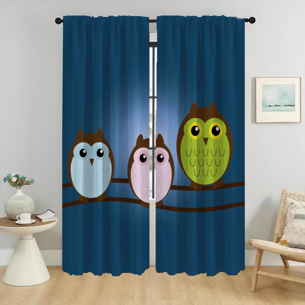 

Шторы от комаров для камеры с изображением совы из мультфильма, занавески для интерьера гостиной, оконные занавески, перегородки, жалюзи, кухня W50xH70cmx2pcs-CL