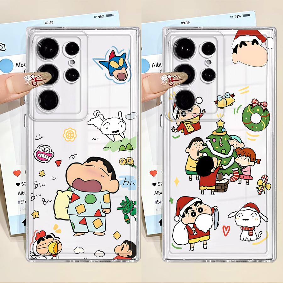 Case for Samsung Galaxy Note 20 Ultra 10 S23 Ultra S20 Plus S25 Edge S26 S22 FE S21 S24 Phone Cover Cute Crayons Shinchan