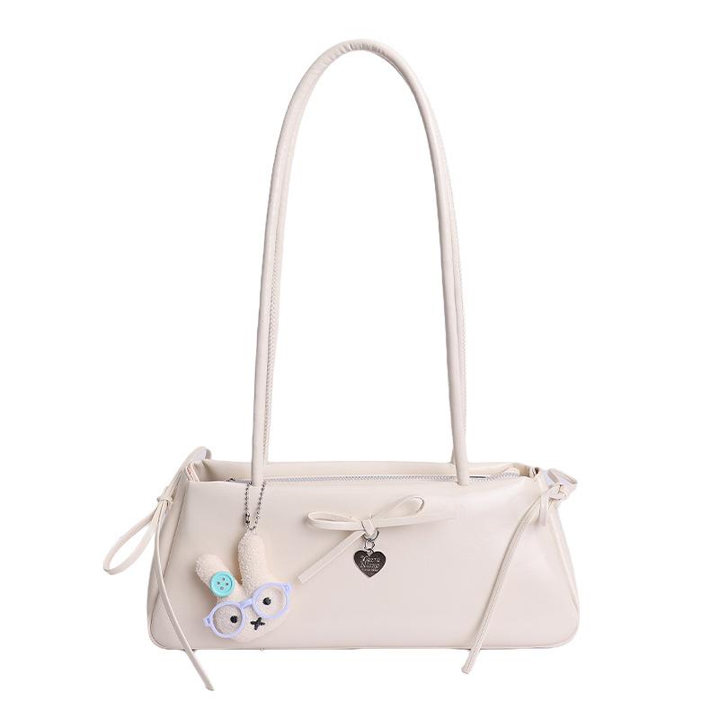 

Single Shoulder Bag, Arm-handled Handbag, Casual Women s Bag, Fashionable and Simple Handbag With pendant білий