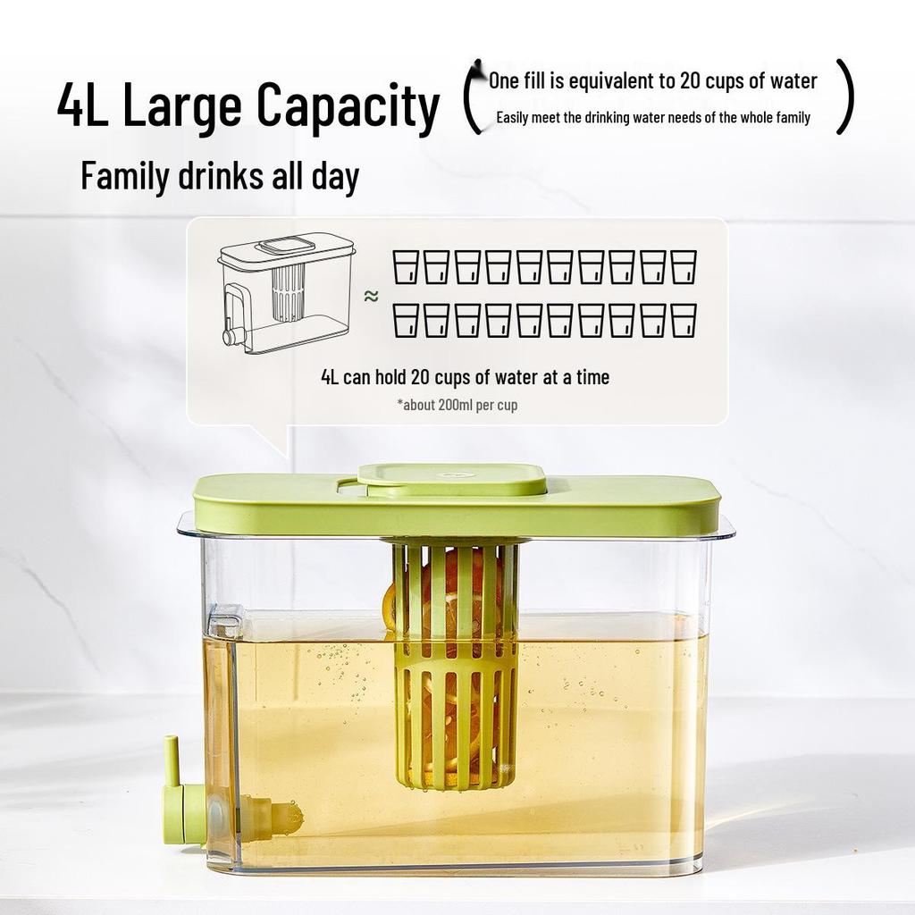 Refrigerator Cold Water Kettle with Faucet - Beverage and Fruit Juice Bucket, Ice Water and Tea Dispenser.