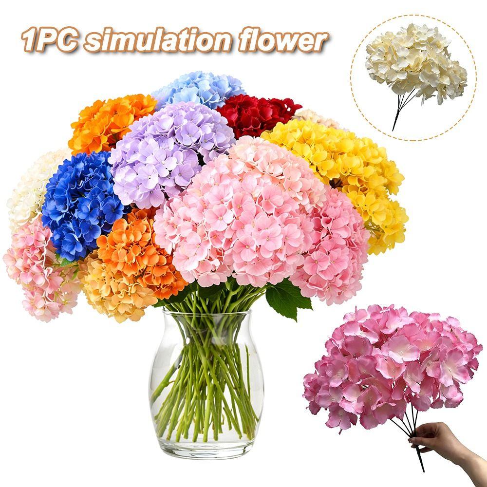 5 Heads Artificial Hydrangea Flower DIY Silk Fake Hydrangea Flowers Beauty Wedding Floral for Wedding and Festival Decoration