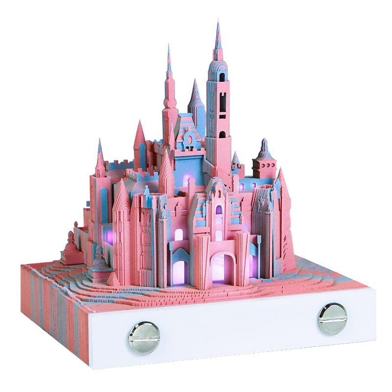 3D Memo Pad Calendar Sakura Fairy Tale Castle Notepad Desk Decoration Paper Bookmark Stationery Luxury Birthday Gift for Girls
