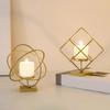 Nordic Iron Candle Holder Hollowed Geometric Square Globe Metal Tealight Candlestick for Table Centerpieces Decors