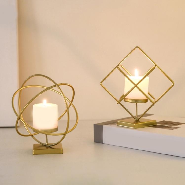 Nordic Iron Candle Holder Hollowed Geometric Square Globe Metal Tealight Candlestick for Table Centerpieces Decors