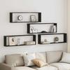 Cube Shelves Set of 4 Black Oak Effect 100 x 15 x 30 cm