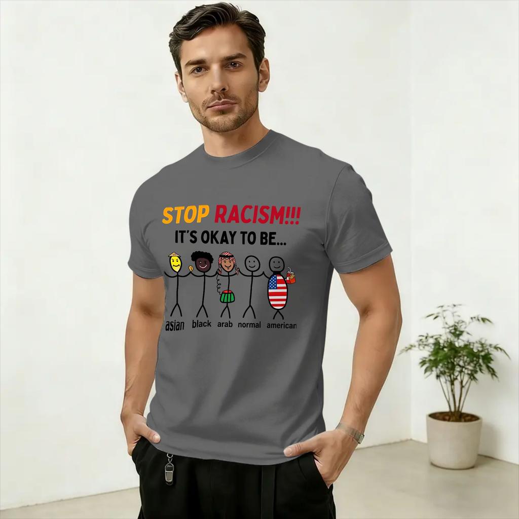 Stop Racism Its Okay To Be TShirt Summer Popular TShirts Unisex Cotton Oversized Top Tees Short Sleeves Y2K Funny Tops