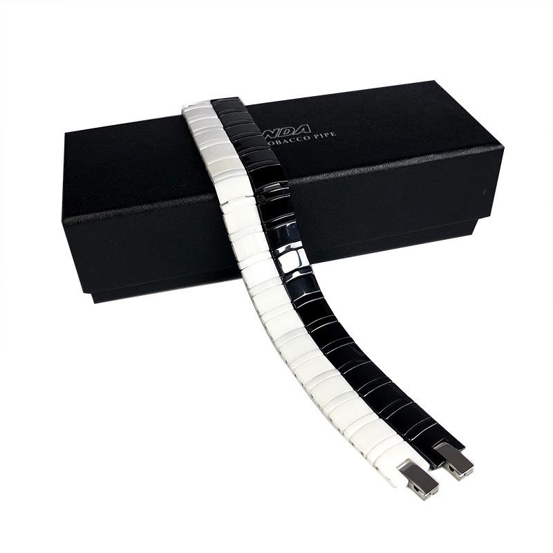 Schwarz-Weiß Keramik Magnetisches Herrenarmband - Weihnachtsgeschenk