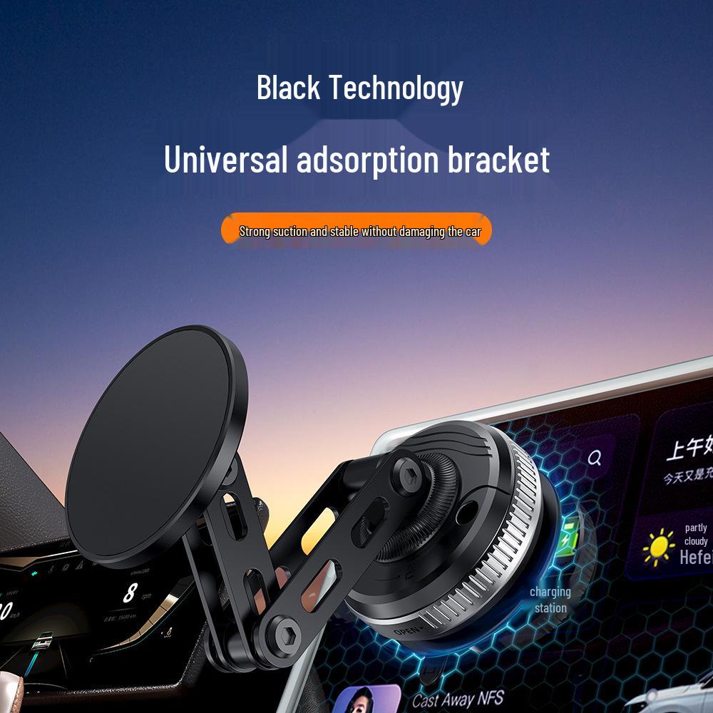 Foldable Rotating Aluminum Magnetic Car Phone Holder with Double-Sided Suction for Navigation