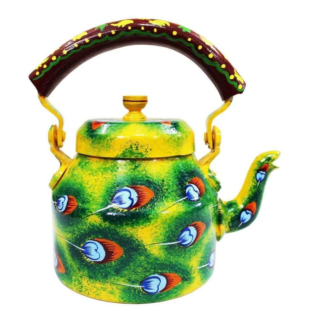 

Дизайнерский алюминиевый чайник с ручной росписью для чая/кофе, домашнего декора и подарков. Емкость 1 л, размер 8,5 x 5,5 x 8,5 дюйма. 8 x 5 x 8 in