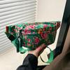 Chinese Style Northeast Big Flower Vintage Crossbody Bag Women Street Fashion Chest Bag Floral Pattern Sport Casual Fanny Pack