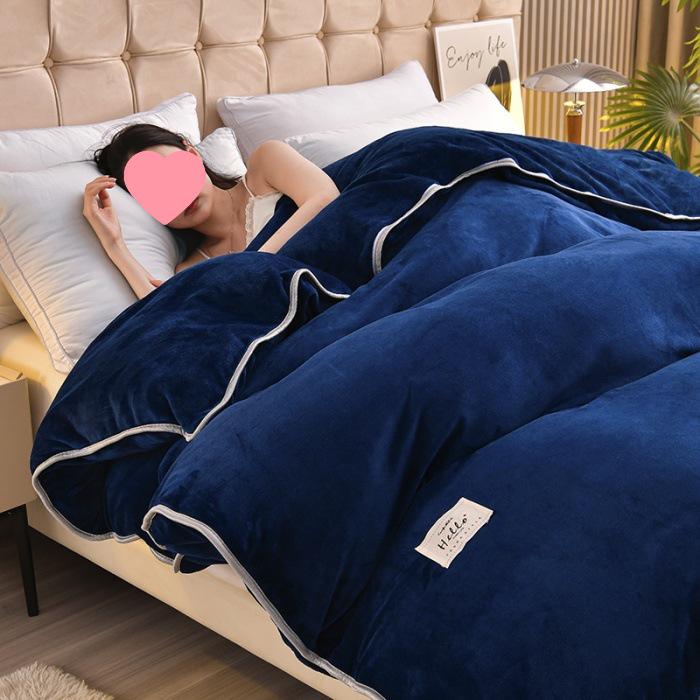 2026 Solid Color Thickened Milk Velvet Flannel Duvet Cover