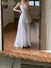 Summer New French Fresh Sweet Strappy Dress for Women Beach Vacation Outfit High Waist Midi Skirt